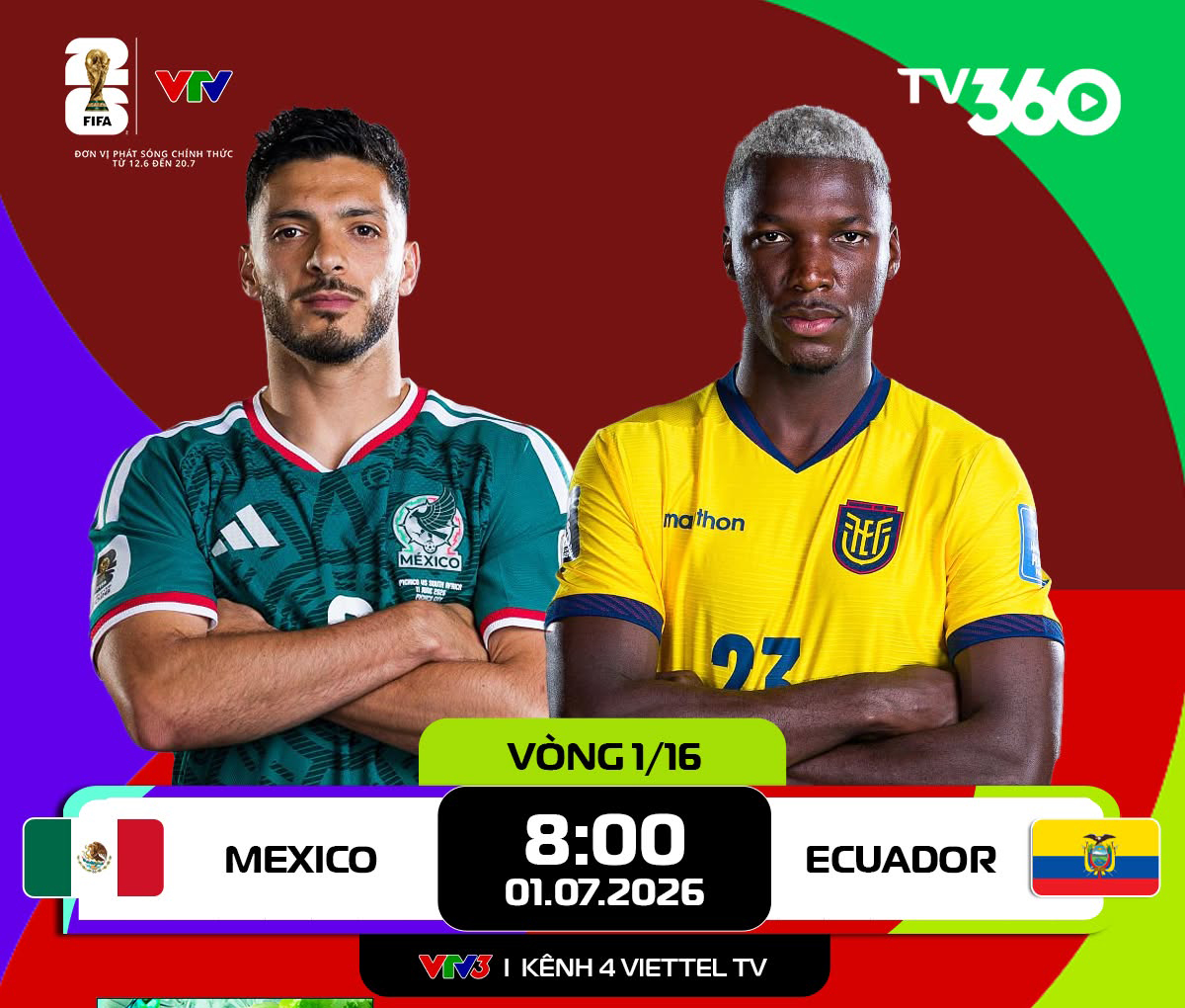 Link xem trực tiếp Mexico và Ecuador (vòng 1/16 World Cup 2026)